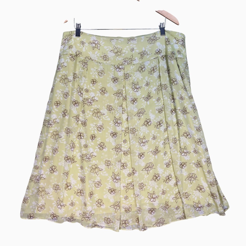 Sandra Darren Yellow Floral Cottagecore Garden Pleated Midi Skirt Size 18W - Picture 3 of 6